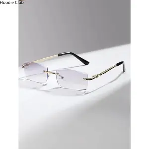 1-Pair Men's Square Semi-Rimless Anti-Blue Light Glasses, Lightweight Stylish Computer Eyewear for Eye Strain Relief, Comfortable Simple Design Glasses for Daily Work Office Use, Fashion Anti-Fatigue Eye Protection Accessories trendy casual stylish glass