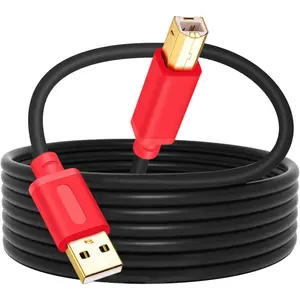 Printer Cable 12Ft,USB 2.0 High Speed Gold-Plated Connectors Printer Scanner Cable Cord A Male to B Male for HP, Canon, Lexmark, Dell, Xerox, Samsung etc (12Ft, Red)