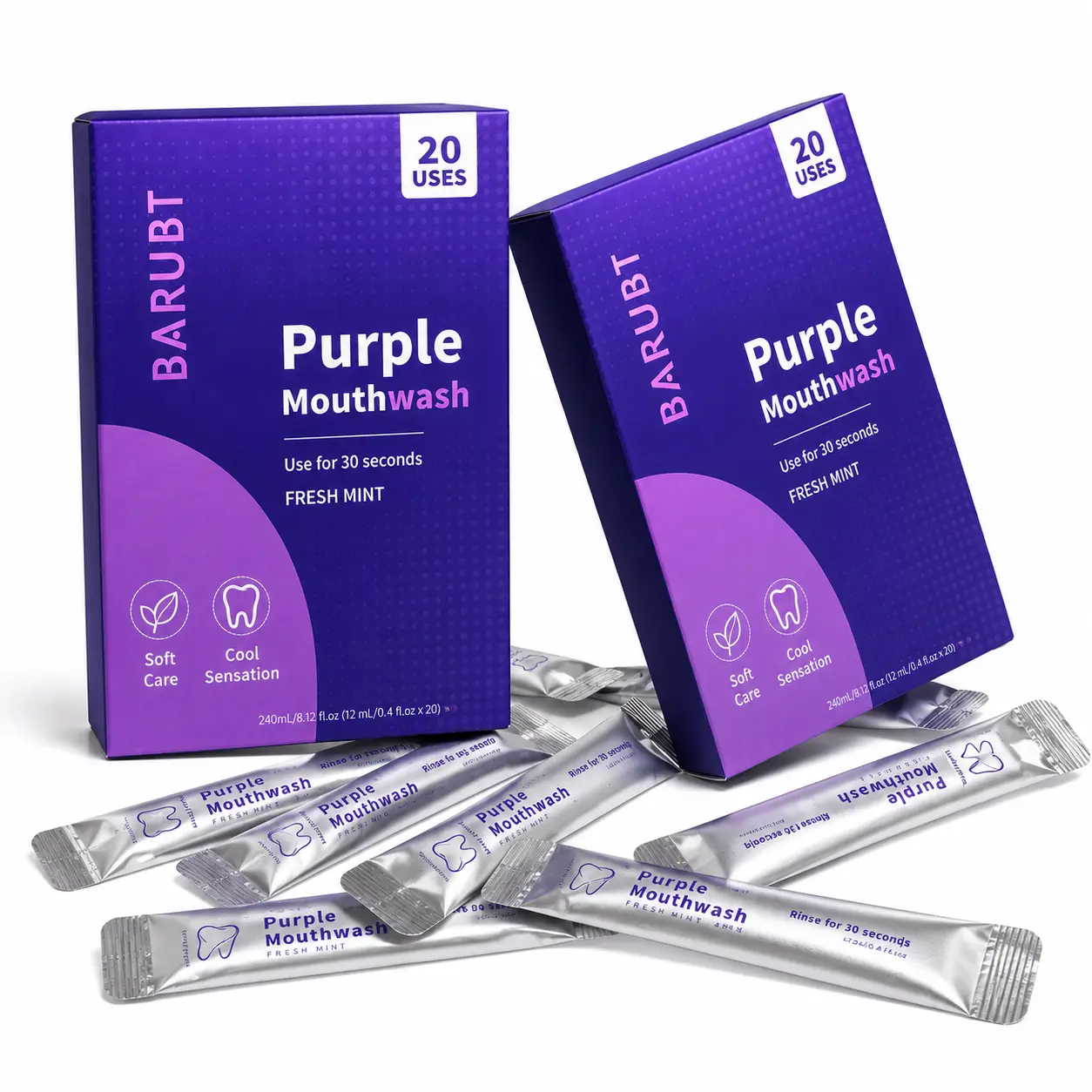 Buy 1 get 1 free Purple Mouthwash - Sachets 20 Pack - Peroxide-Free - Alcohol Free - Vegan Mint Purple Mouthwash Sachets Pack - 20 Count,Peroxide &Alcohol Free, Gentle, Vegan Cool Mint, Cruelty Free