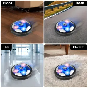 Indoor air cushion rolling soccer toy with LED lights and soft rubber bumper rings for floating play,USB rechargeable design with a collision-resistant structure,parent–child interactive sports toy suitable for boys and girls ages 3 and up,ideal for funny