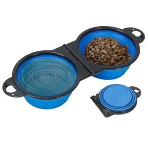 2 in 1 Foldable Dual Bowl, 1 Box Portable Outdoor Travel Dog Cat Drinking Bowl, Pet Supplies, Outdoor Feeding Water Bowl