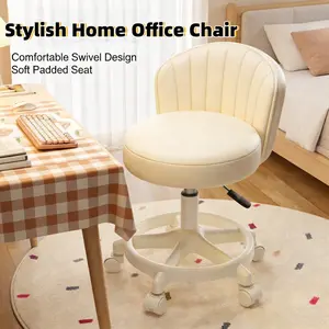 silent rotating lifting makeup chair, pulley stool with backrest, girls' home dresser/beauty manicure/computer office chair, comfortable and practical multi-scene must-have, Swivel Chair, Cute Desk Chair