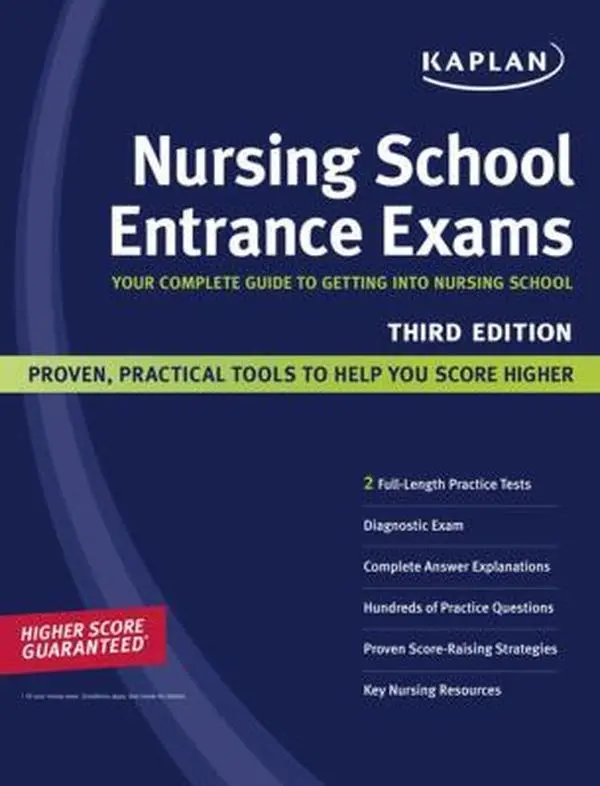 Used Book - Kaplan Nursing School Entrance Exams Exam Review Book, Complete Guide with Math+Reading+Sci Content, 2 Complete Practice Tests, Admissions Information and Resources (English Paperback), Detailed Answer Explanations