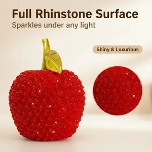 Sparkling Crystal Apple Ornament Set, Luxurious Gold Silver Color Decor, Desktop Centerpiece Decoration, Home Office Accent, Home Decor Ornaments, Home Decor Accessory, Interior Decoration Accessories