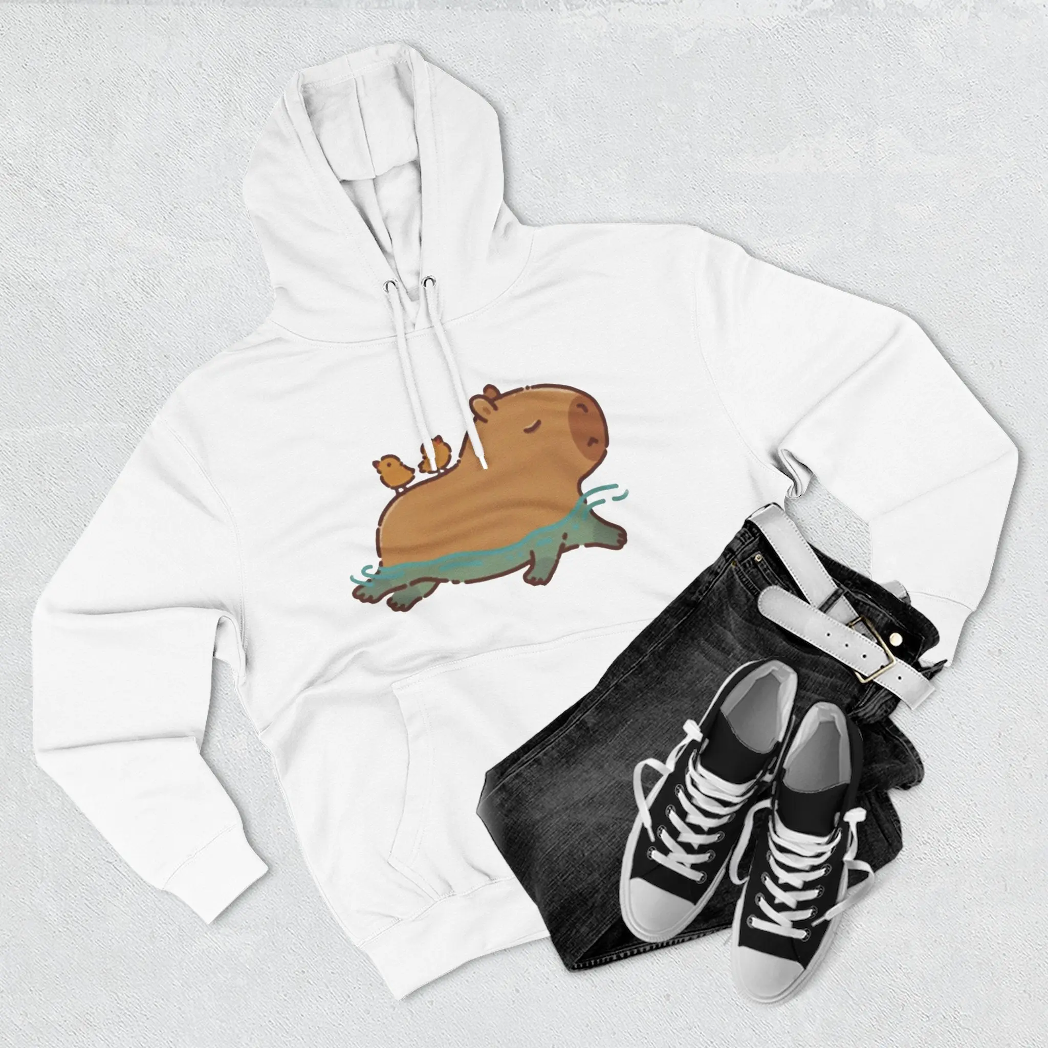 Cozy Capybara Fleece Hoodie | Cute Animal Sweatshirt, Gift for Animal Lovers, Winter Layering, Relaxing Style, Nature-Inspired Apparel