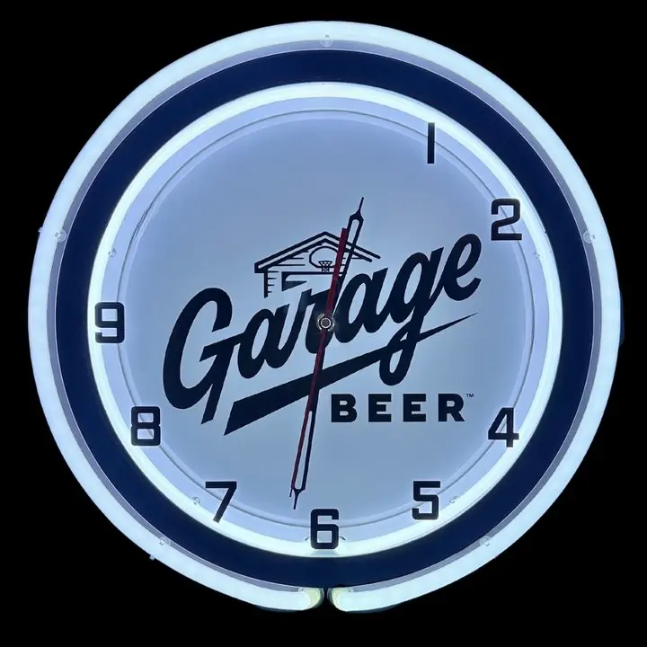 Garage Beer 19" Neon Clock Garage Beer 19" Neon Clock