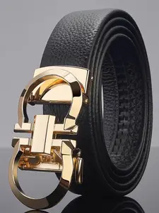 Men's PU Leather Belt with Automatic Buckle, Modern Buckle Belts, Durable Alloy Waistband, Casual Style for All Seasons, Universal Fit for Men, Adjustable Waist Belt
