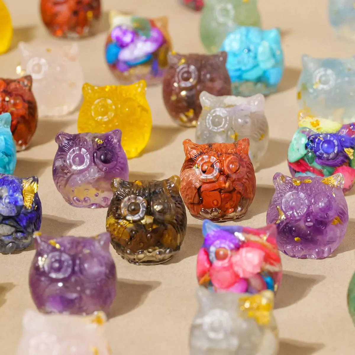 Natural Crystal Stone Mini Owl Statue, Unique Crystal Design, Reiki Healing Figurine, Natural Crystals Figurines, Feng Shui Amulet & Home Office Decor, Ornaments