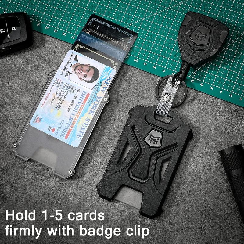 MNGARISTA Retractable Badge Holder and Heavy Duty Keychain with Belt Clip 31.5" Cord 9oz Retraction Tactical ID Card Protector Multifunctional Durable Organizer Workwear Everyday Carry