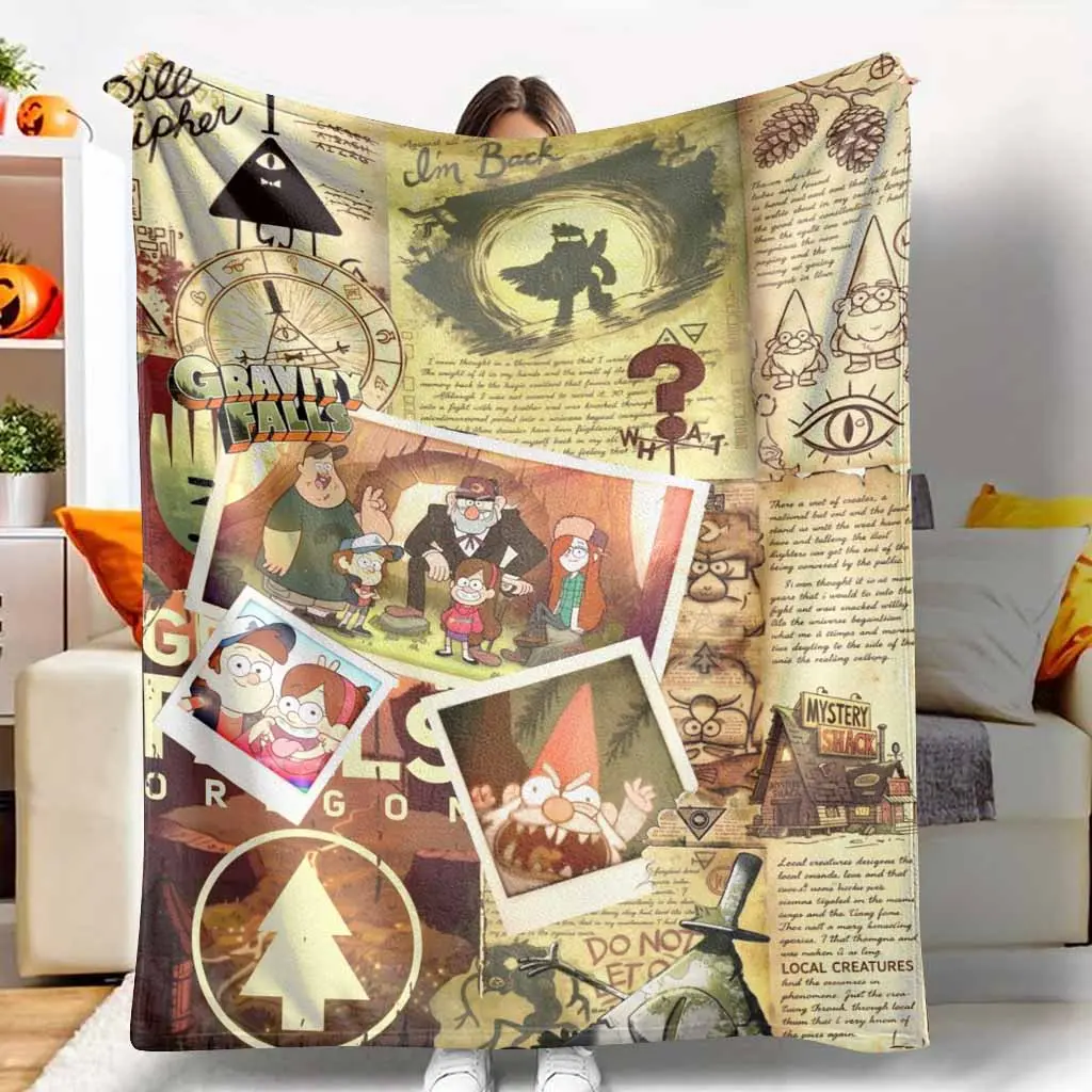 Gravity Falls Mystery Shack Adventure Graphic Flannel Throw Blanket - Cozy, Anti-Pilling, Ultra-Soft, Lightweight, Warm, Perfect for Bedroom Bedding, Indoor/Outdoor Use, Ideal Gift, Cozy Cartoon Blanket, Flannel Throw Blankets