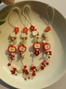 Apple & Peach Phone Strap – Cute Handmade Keychain Charm
