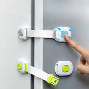 4pcs Multi-Functional Anti-Pinch Safety Locks, Refrigerator Cabinet Door Lock Buckles with Protection Drawer Lock and Anti-Unlock Features Belt