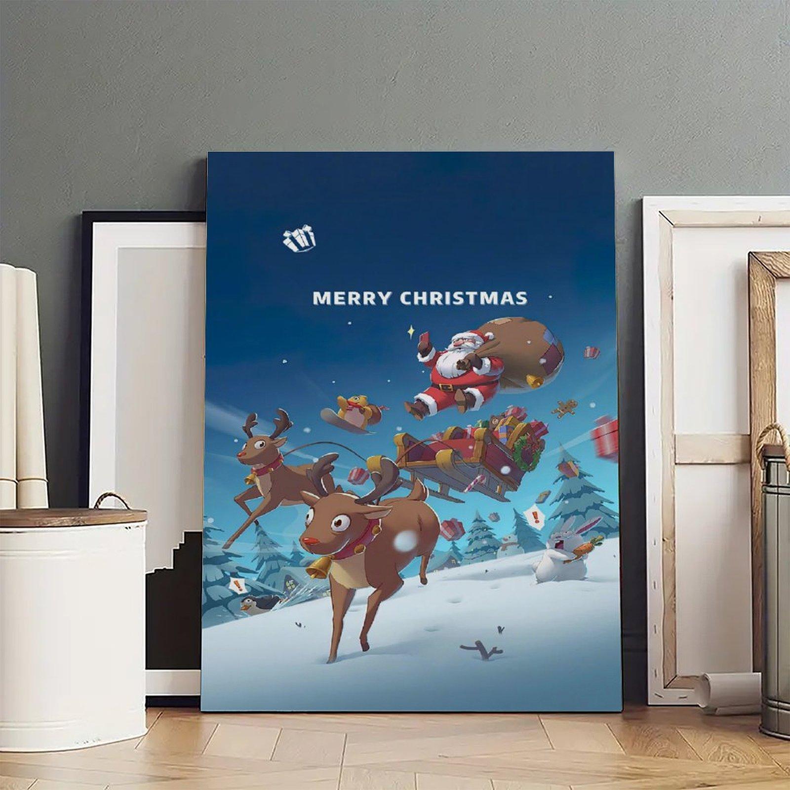 MERRY CHRISTMAS Poster Elk And Santa Claus Poster Decorative Painting Canvas Wall Art Picture Print Modern Family Bedroom Decor