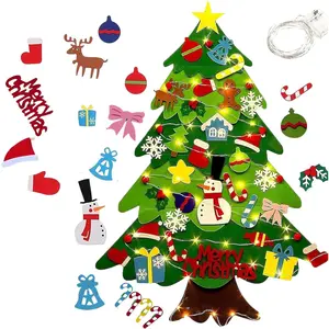 DIY Felt Christmas Tree with Lights for Adult Decoration,  Wall  Felt Tree Set with 32 Ornaments