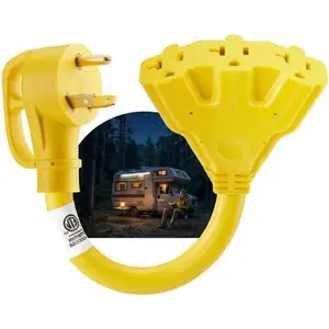 30 Amp to 110 Adapter Cord with 3 Way Splitter, NEMA TT-30P to 3X 5-15R/5-20R Outlets, 30 Amp RV Pigtail Splitter for Camper Campground Generator,Household