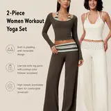 TIMEOFF Women's 2 Piece Halter Tank Top & Fold Over Waist Capri Leggings Workout Set, Polka Dot Splicing, Stretchy Soft Fabric, Anti Slip Waist, Breathable Fit, Gym Workout Apparel, Great for Yoga & Daily Casual Wear, 2 Piece Sets,outdoorfun