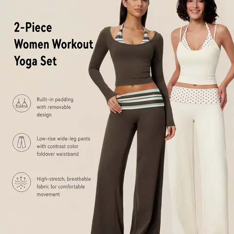 TIMEOFF Women's 2 Piece Halter Tank Top & Fold Over Waist Capri Leggings Workout Set, Polka Dot Splicing, Stretchy Soft Fabric, Anti Slip Waist, Breathable Fit, Gym Workout Apparel, Great for Yoga & Daily Casual Wear, 2 Piece Sets,outdoorfun
