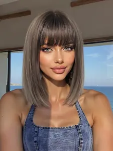 Shoulder Length Straight Wig for Women, Synthetic Material Wigs, Stylish Versatile Short Hair for Everyday Use, Perfect for Any Occasion