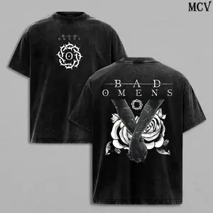 Bad Omens Band Tee Washed – Vintage Acid Wash Heavy Cotton Oversize Unisex Metalcore Rock Band T-Shirt, Sweatshirt & Hoodie, Retro Grunge 90s Music Streetwear Top, Alternative Metal Tour Merch Gift for Fans graphic tee