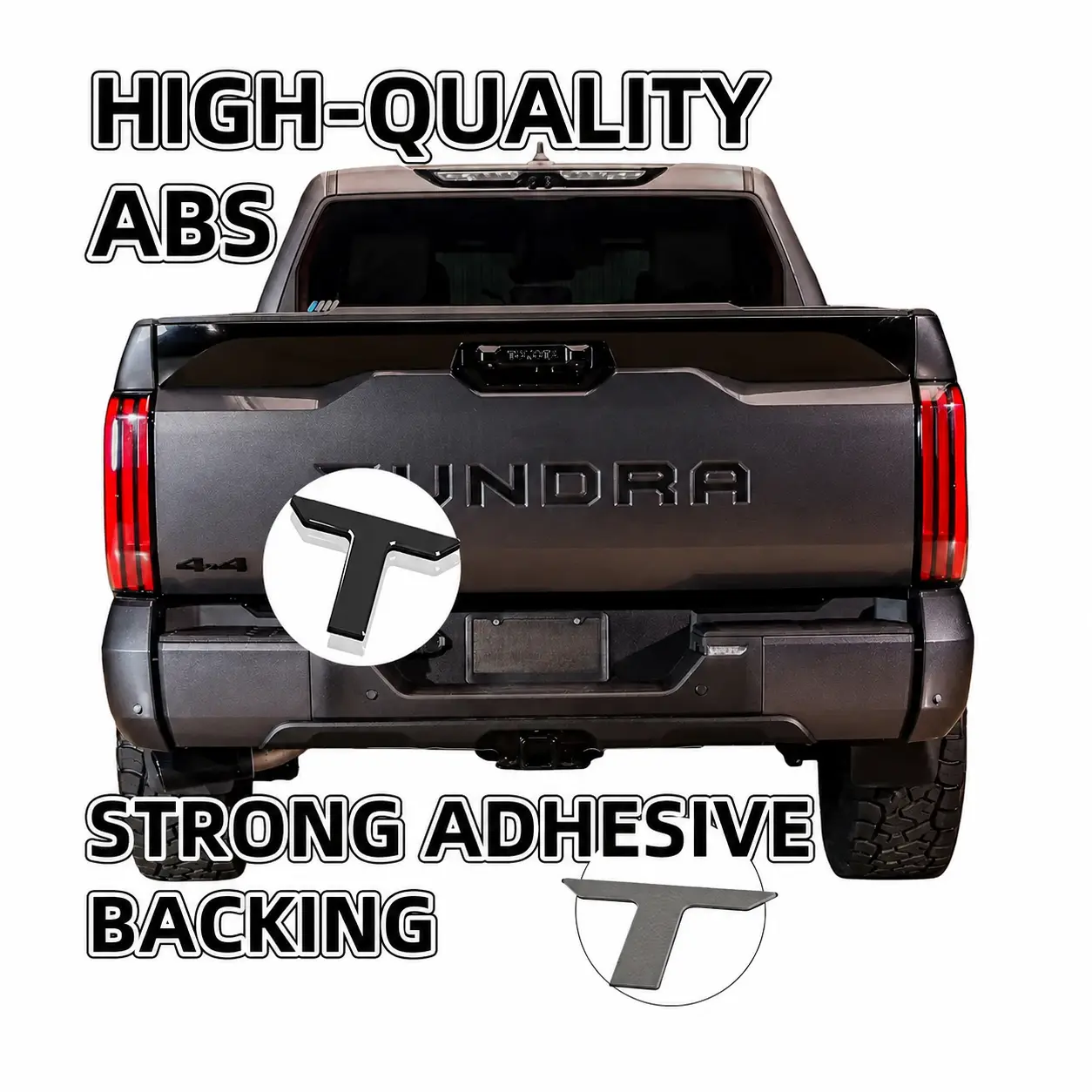 2022-2026 Toyota Tundra Rear Tailgate Letter Upgrade, Matte Black 3D Raised Emblem Inserts, Truck Exterior Styling Kit