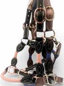 Ritzy EQ Warrior Combo Halter - Elegant Leather & Rope Design with Ergonomic Crown & Adjustable Chin Strap for Comfort and Function