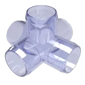 Formufit Clear 5-Way Cross 1 Inch PVC Fitting for Furniture Projects - Furniture Grade
