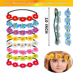 16 Piece Adjustable Anti Slip Headband Women Daisy Flower Crown Weaving Floral Headband Daisy Flower Headband Fashion Accessories