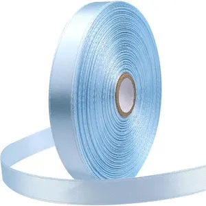 Baby Blue 1/2 Inch Satin Ribbon 50 Yards Single Face Polyester for Gift Wrapping Wedding Decorations Christmas Crafts Hair Bows