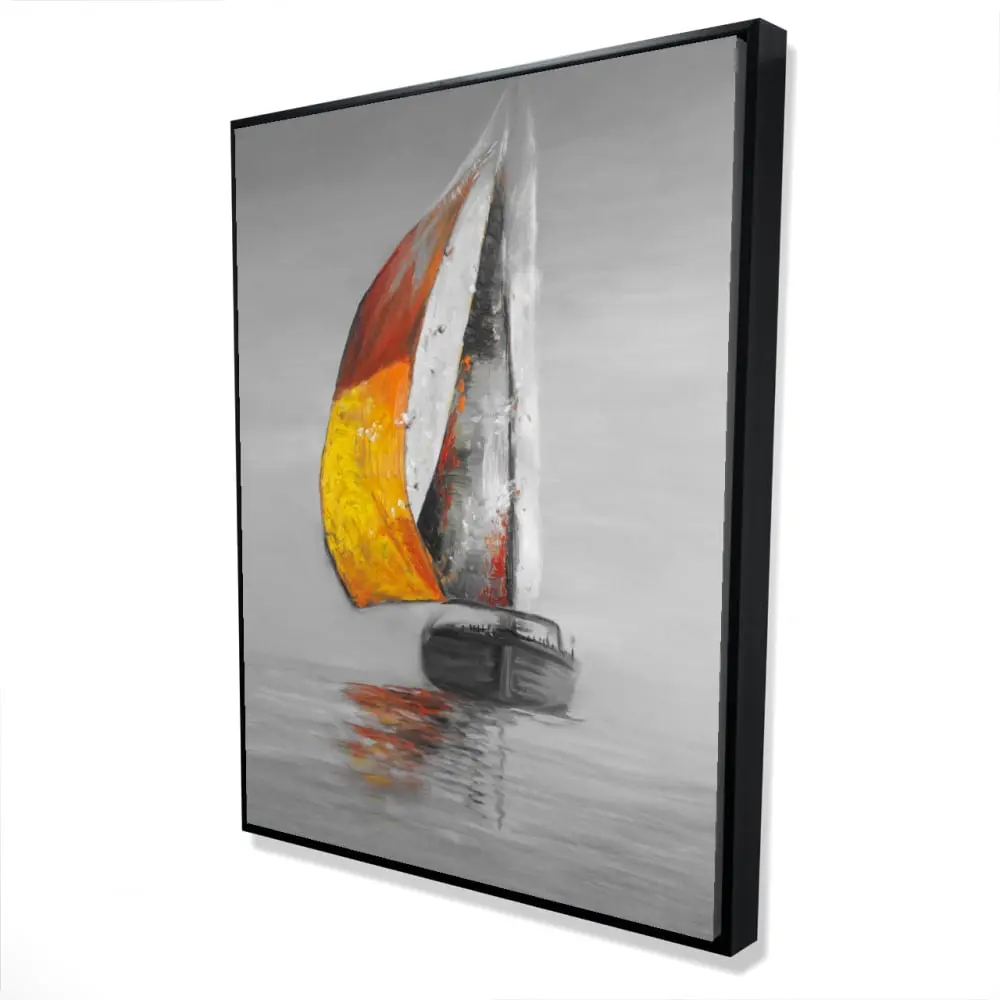 360 Stand Nautical Coastal Sail Framed Artwork - 36x48", 360-Degree Stand, Wave Motif, Ready-to-Hang Wall Display, Home Decor, Ideal Living Room Gift, Beach-Themed Wall Arts, Marine Wall Arts