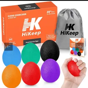 HiKeep Hand Exercise Balls, Egg Shape Physical Therapy Different Resistance Workout Kit - Set of 6