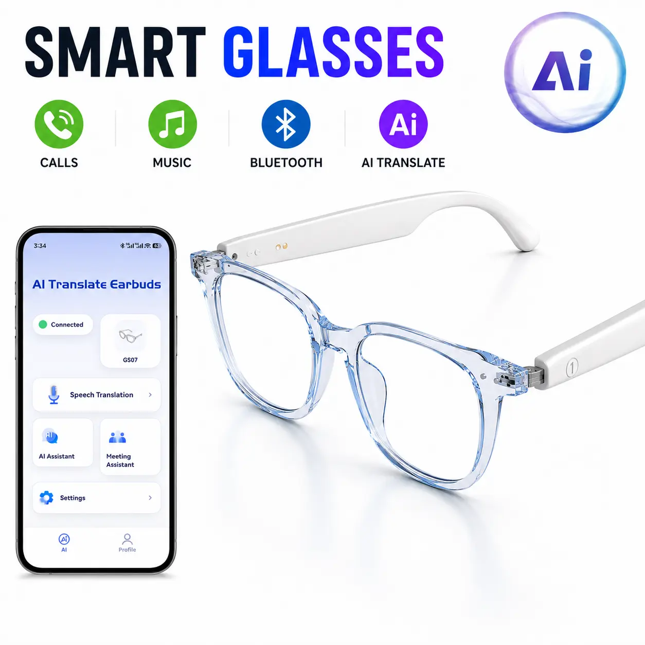Wireless Smart Glasses Bluetooth 5.4, Photochromic Polarized Lenses, Dual Speakers, Magnetic Charging, Lightweight 27g for Everyday Wear