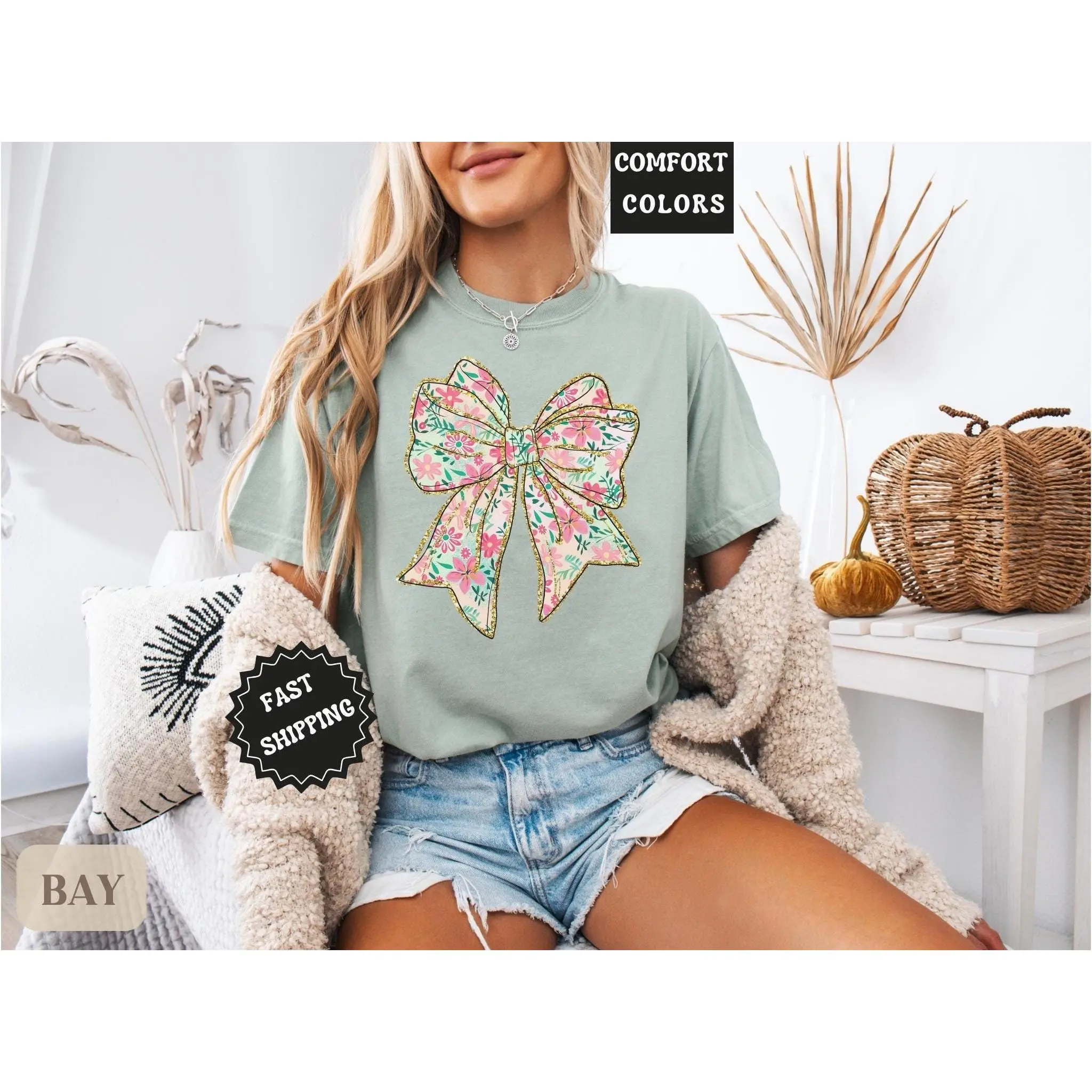 Comfort Colors Coquette Bow Shirt Floral Tee Aesthetic Soft Girl Era Tshirt Girlie Ribbon Gift teen girly