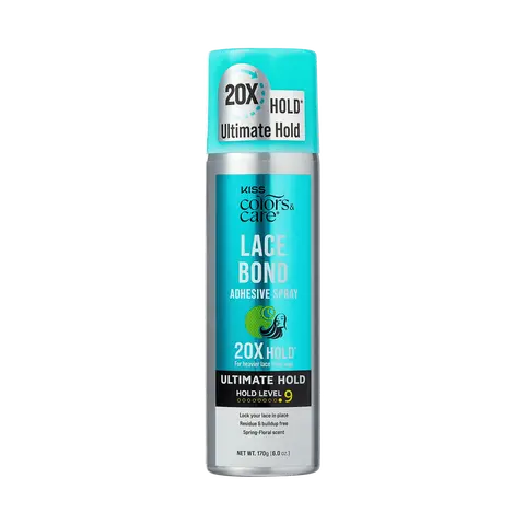 Kiss Colors & Care Lace Bond Spray | Ultimate Hold, Wig Adhesive Spray, Wig Glue, 6 oz, Hair Care
