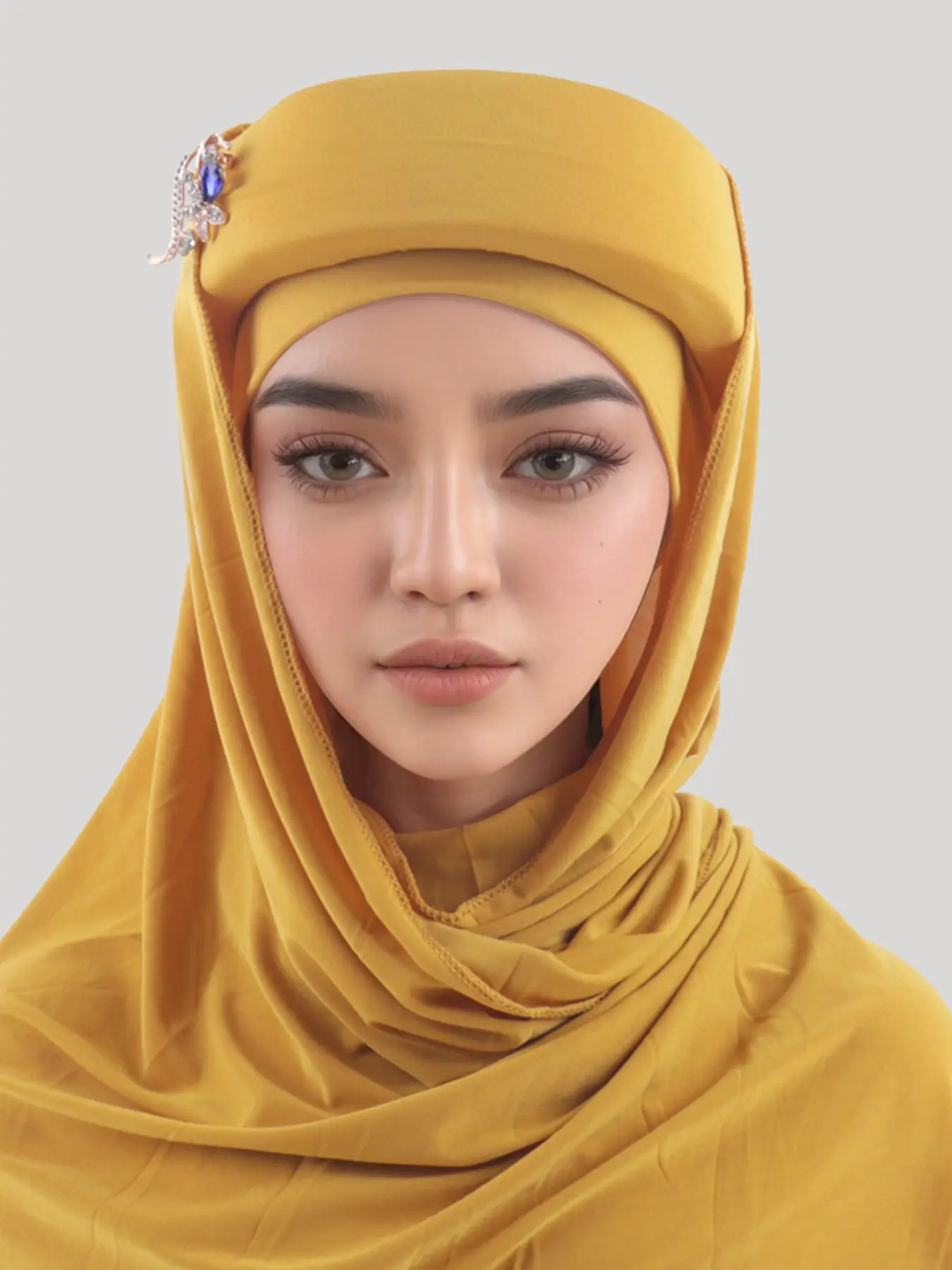 Women's Elegant Turban Hat Set, Plain Fitted Headscarf with Brooch Pin, All-Season Modesty Accessory for Stylish Turban Hijab For Muslim