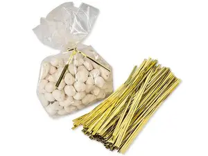 Gold Metallic Twist Ties 6" 100-count