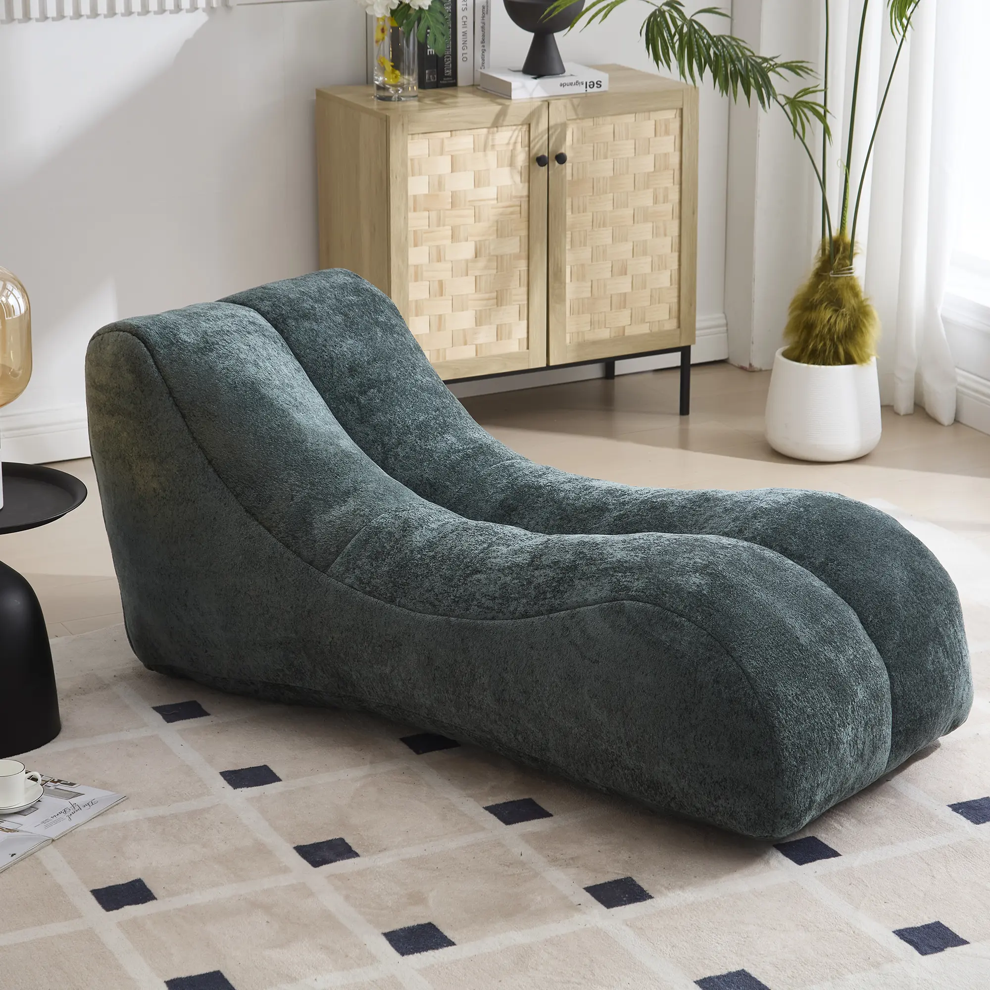 SAVEYOUR 1-Person Armless Polyester Bean Bag Sofa Chair - Compressed Foam, High-Density Plump Elastic Sponge Filled, Ergonomic Curved Form, Gentle Omnidirectional Support, Pre-Assembled Post 48-72H Expansion, Ideal for Reading, Gentle Support