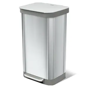 Glad Step Trash Can, Series 2 Soft Close Bin with Odor Protection, 20 Gal, Metal