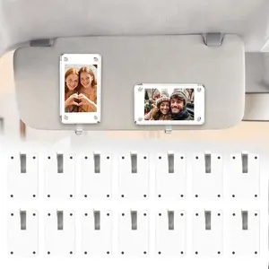 16 PCS Car Picture Holder, Car Visor Photo Clip, Acrylic Magnetic 3 Inch Car Photo Holder for Sun Visor Horizontal & Vertical Display, Personalized Car Decor Accessories for Family, Couple, Pet Photos