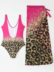 Floral Print Wrap Sarong Sunscreen Suit - Women's Fashion SwimsuitWomen's Elegant Swimwear for Ladies' Retreat and Coastal Travel Adventures