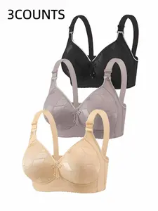 Women's Solid Color Floral Lace Push Up Bra, Fashionable Backless Medium Bra for Daily Wear, Women's Lingerie for All Seasons