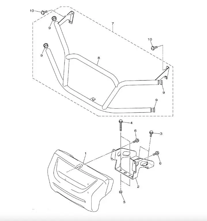 Front Brush Guard- Black for Yamaha Drive II Golf Carts 2017+