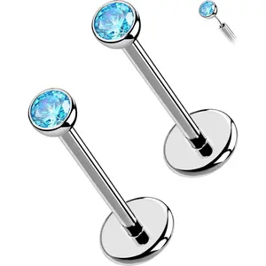 OUFER 2Pcs 20G/18G/16G G23 Titanium Threadless Nose Stud Earrings Flat Back Tiny CZ Small Nose Helix Cartilage Tragus Conch Labret Medusa Monroe Piercing Jewelry for Women Men