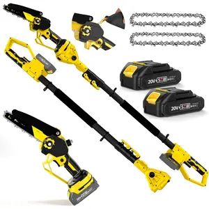 2-in-1 Electric Pole , 6 Inch Mini  Cordless Pole  with Extension Pole for Tree Trimming, 2 x 2000mAh ,  Pole Chain , Tree Trimmer Limb Branch  Pruner