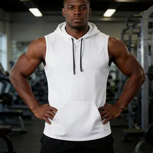 Men's Casual Sports Suit, Hooded Sports Jacket with Drawstring, Versatile Fitness Vest, Cool, Breathable, Quick-Dry, Soft and Comfortable Fabric