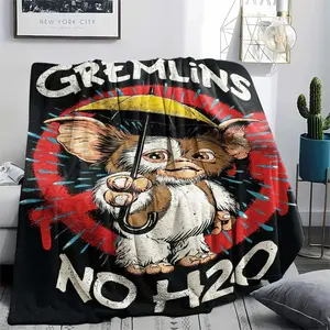 GREMLINS (7) Soft and Comfortable Flannel Blanket with Cartoon Design, Machine Washable Seasonal Throw for Home Living Room Napping Camping, Air Conditioner Blanket, Teen Room Holiday Decoration