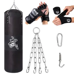 Boxing Sandbag Set, 1 Set Including Unfilled Sandbag, Boxing Gloves, Boxing Wraps, Chain & Hook, Boxing Equipment for Home Gym Workout
