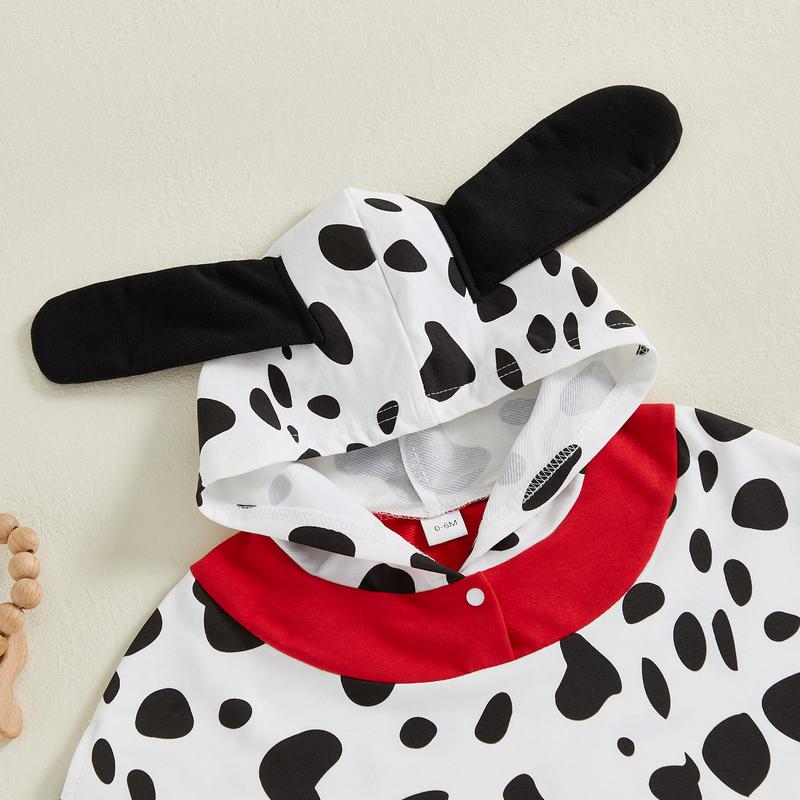 Toddler Baby Girl Boy Halloween Animal Costumes Baby Dalmatian Costume Hooded Dog Cloak Halloween Party Cosplay Outfit