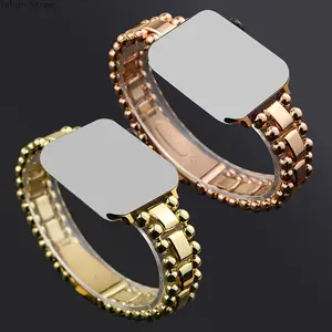 Double-Row Metal Beaded Bracelet Strap for Smart Watch, Fashion Metal Band (38-49mm)