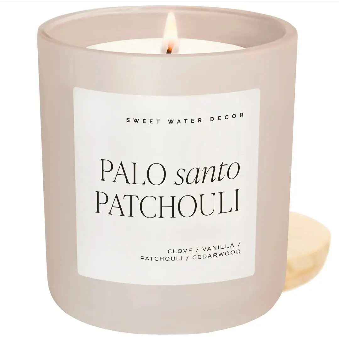 Palo Santo Patchouli 15 oz Soy Candle, Matte Jar- Home Decor