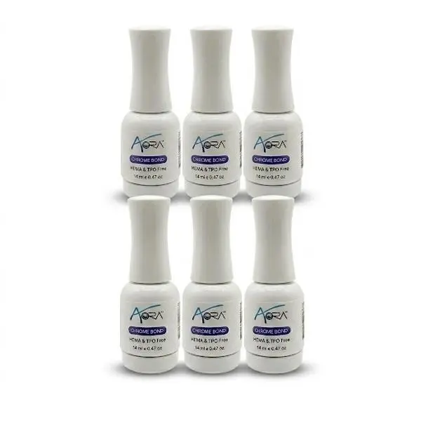 CHROME BOND AORA 14ml x6pcs Gel Long Lasting, Chrome Base, Design for all chrome pigment base. 